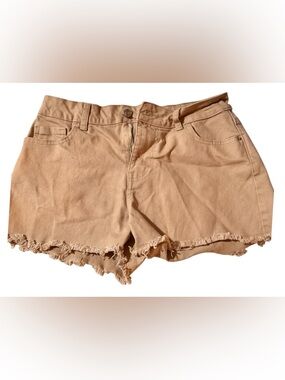 Primark Denim Co. Khaki High-Waisted Distressed Shorts - Size 6